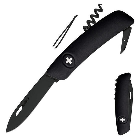 Schweizer Messer D01 AllBlack Taschenmesser Klappmesser 6 Funktionen