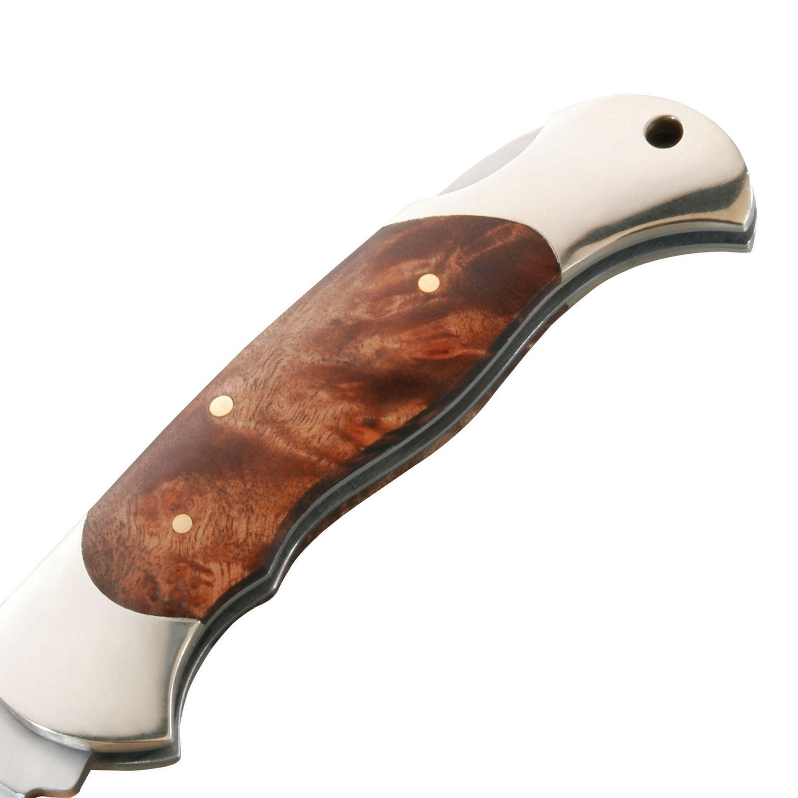 Coltello tascabile a una mano pieghevole outdoor acciaio legno di radica argento 2/2