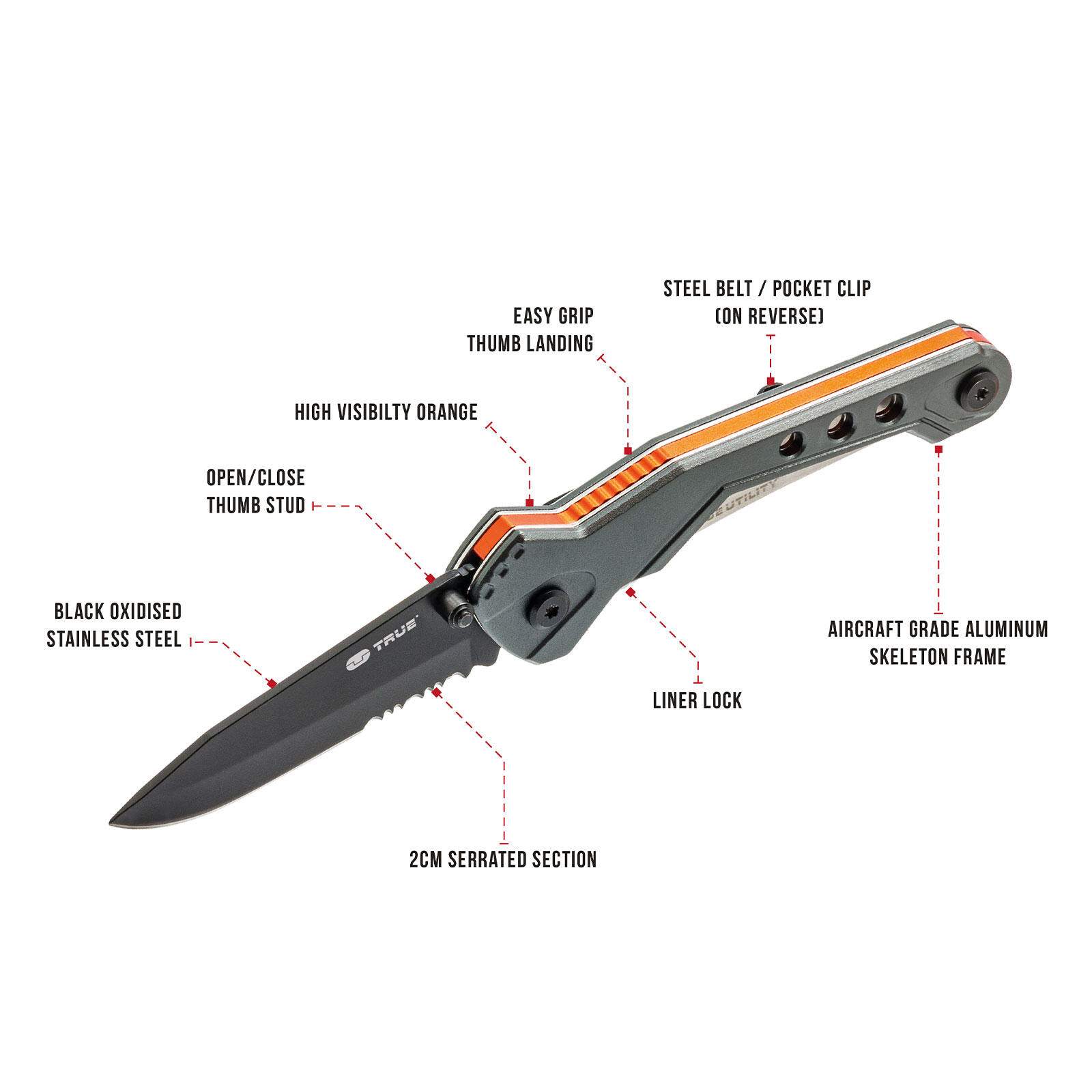 Mini couteau de poche Trueblade ceinture à une main pliant 89 g 2/7