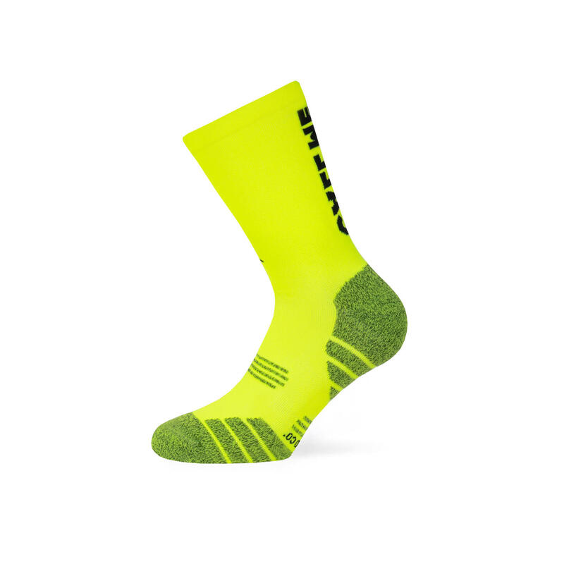 Calcetin running  unisex Call Me, tricotado color neon amarillo