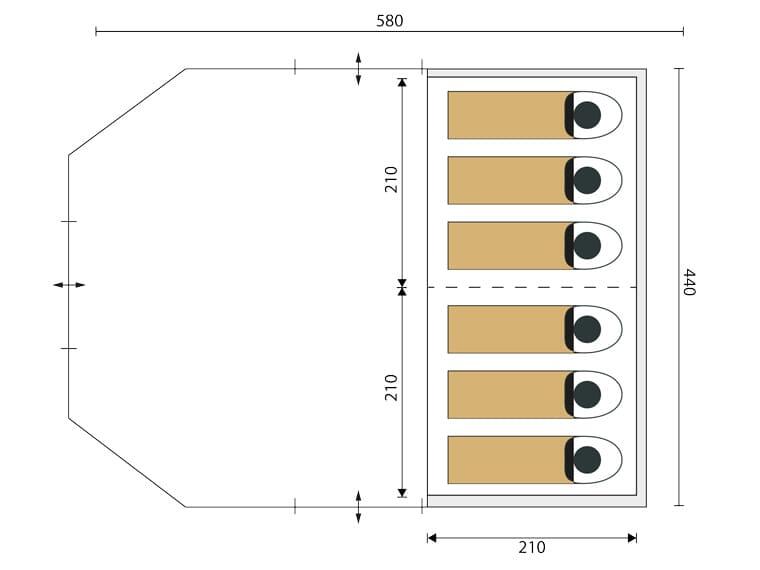 Tente Tunnel Nordland 6 Sleeper Protect - 6 Pers - Cabines sombres - Sol cousu 7/8