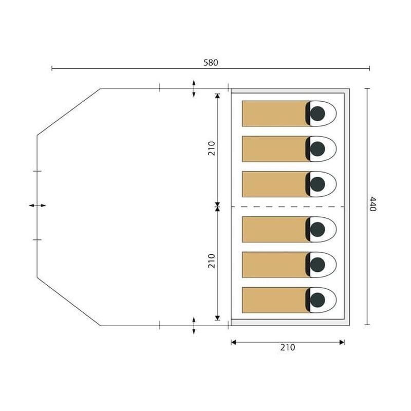 Namiot kempingowy tunelowy Nordland 6 Sleeper Protect, 6-osobowy, 1-2 sypialnie