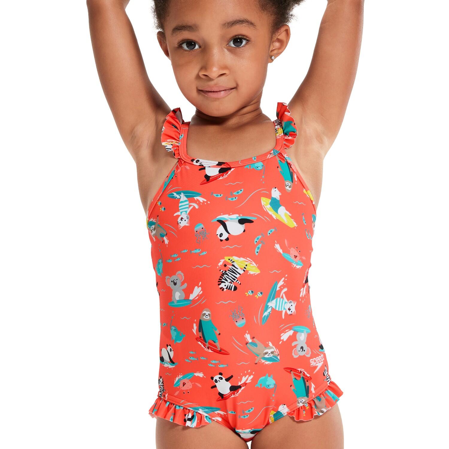 Speedo Digital Frill Thinstrap einteiliger Badeanzug für Kinder 4/5