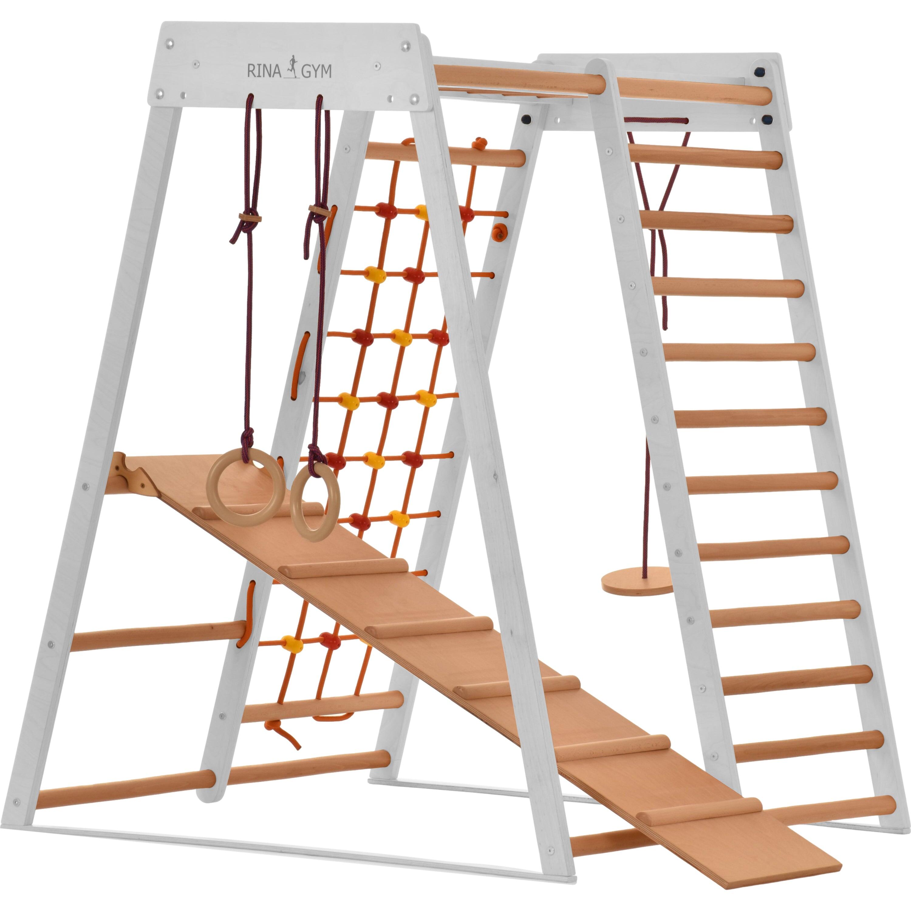 Rinagym Binnen speeltuin van hout voor kinderen (Classic White) 5/7