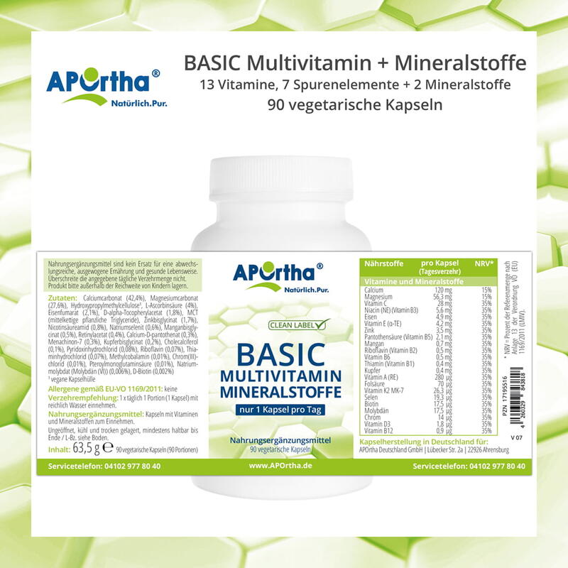 BASIC Multivitamin + Mineralstoffe - 90 vegetarische Kapseln