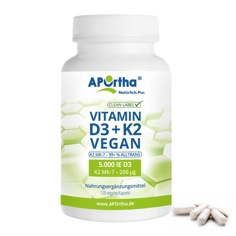 Veganes Vitamin D3 5.000 IE + Vitamin K2 MK-7 Cyclo® 200 µg - 120 Kapseln