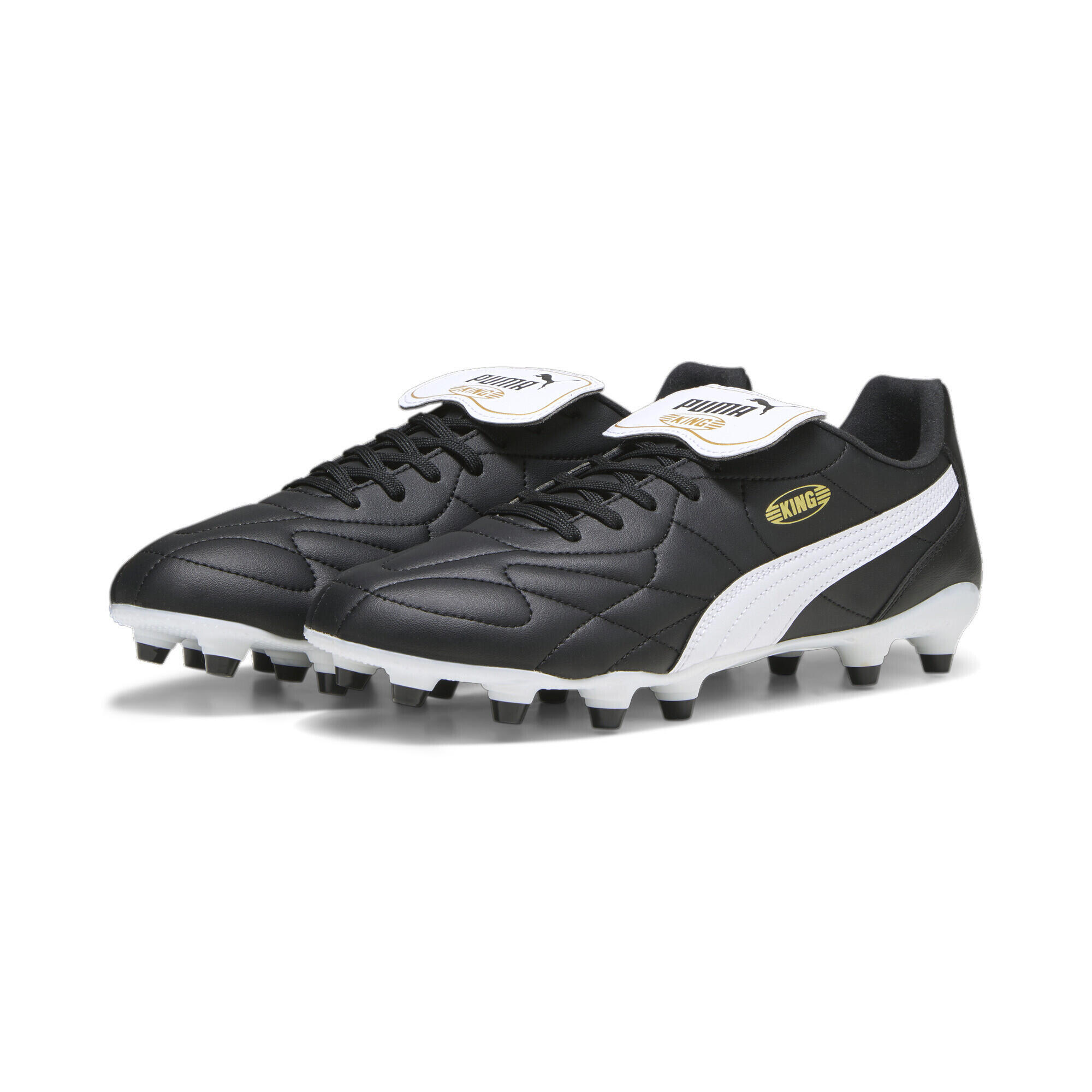 Puma - Chaussures De Football King Top Fg/ag Puma Black White Gold - Chaussures De Football - Blanc|jaune|noir - Decathlon