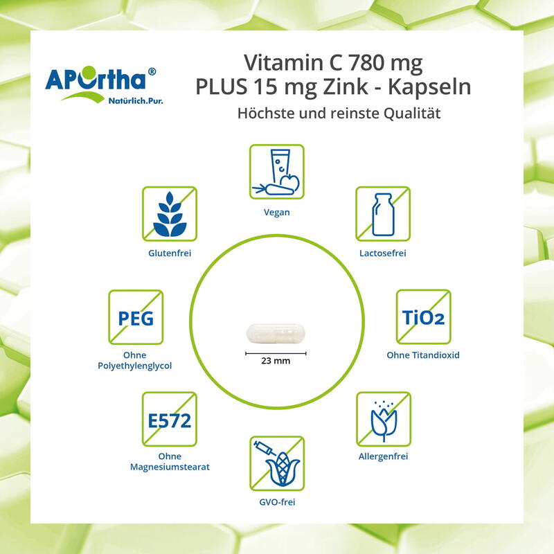 Vitamin C 780 mg Plus 15 mg Zink - 90 vegane Kapseln