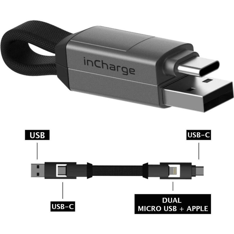inCharge 6 Cabo de carregamento curto USB-C - Cinza escuro