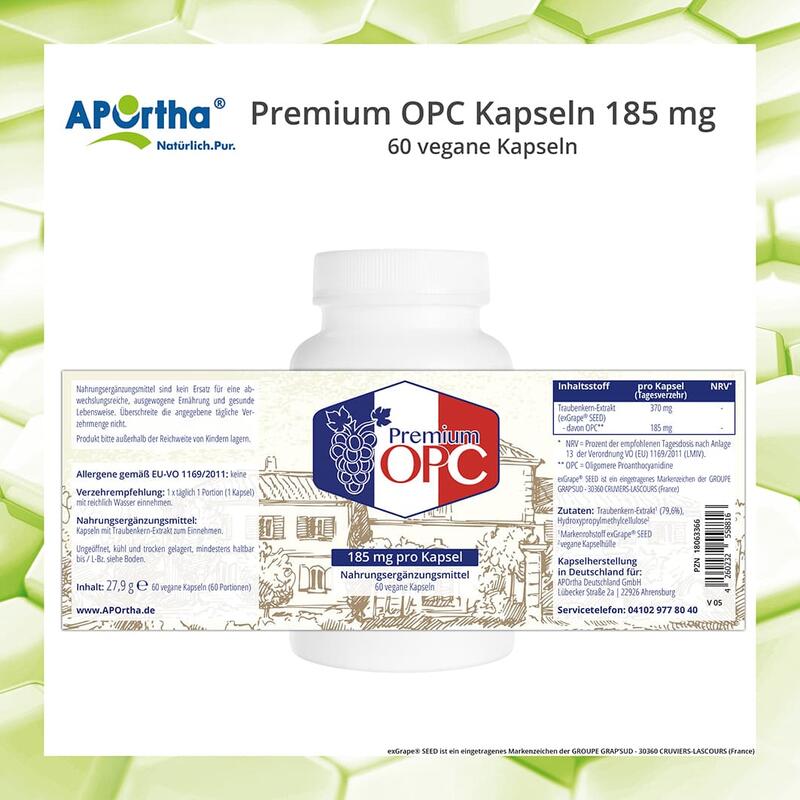 Premium OPC Kapseln 185 mg  - 60 vegane Kapseln