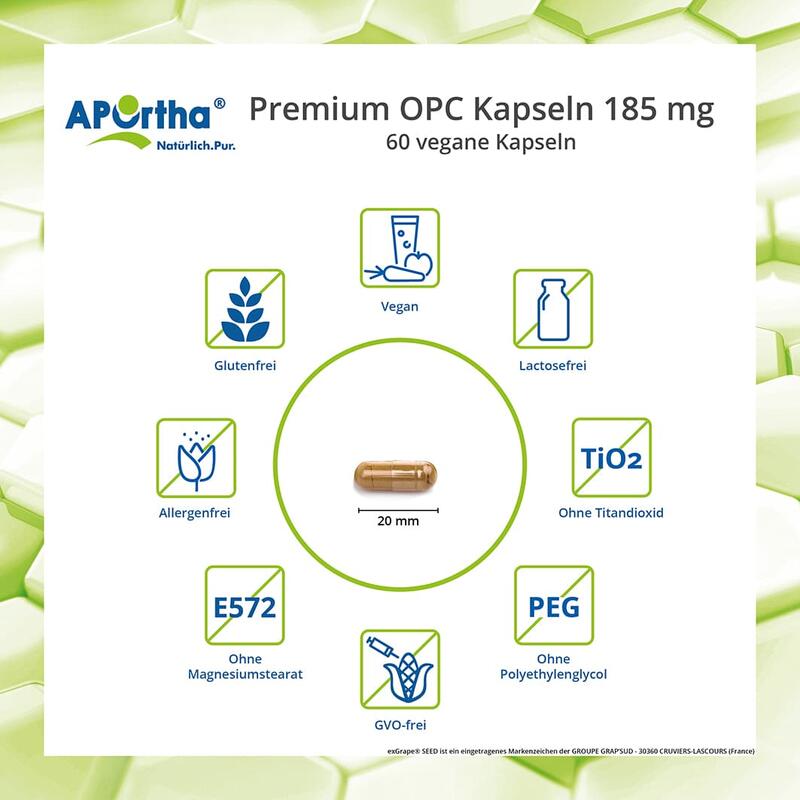 Premium OPC Kapseln 185 mg  - 60 vegane Kapseln