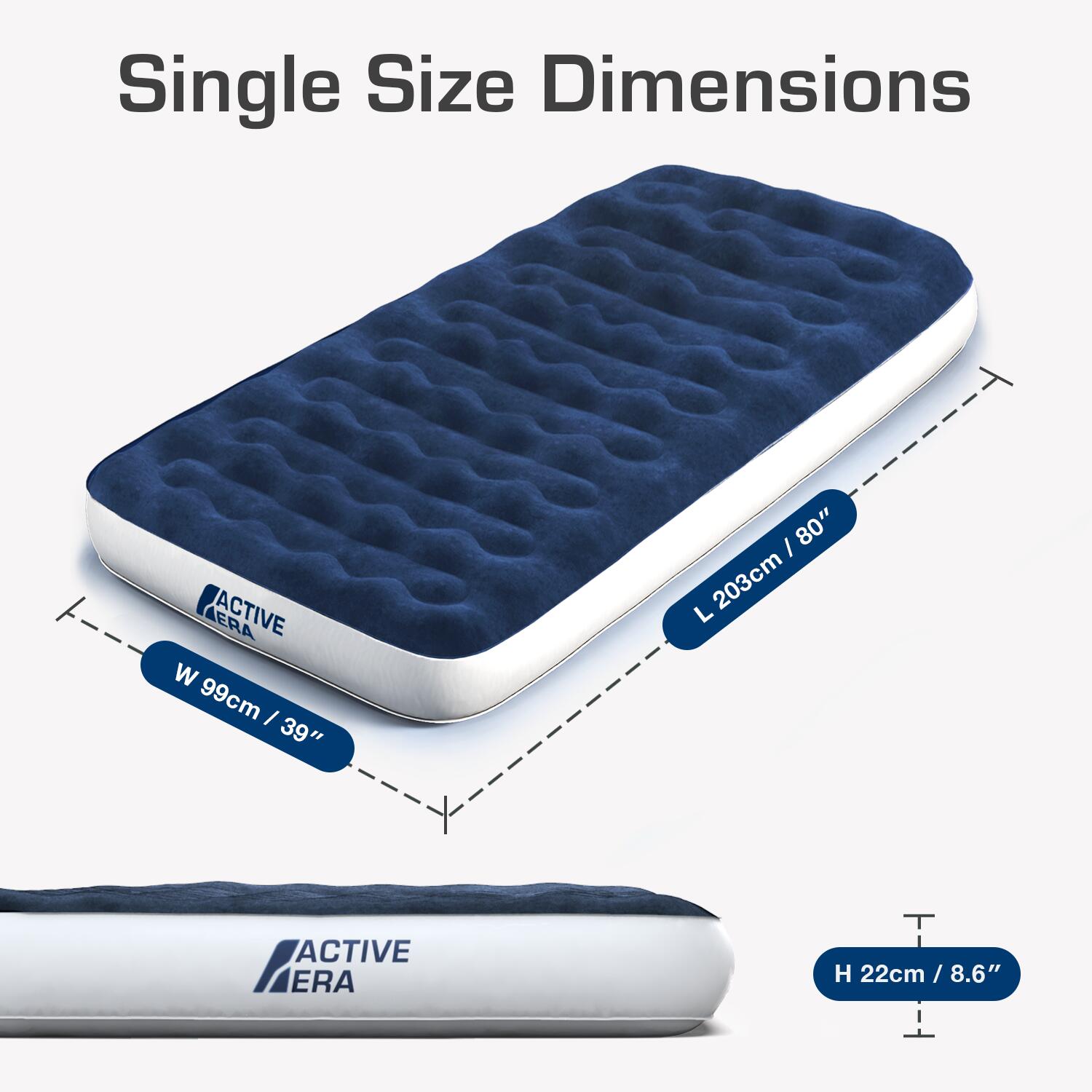 Single Camping Air Bed – Navy/White 3/7