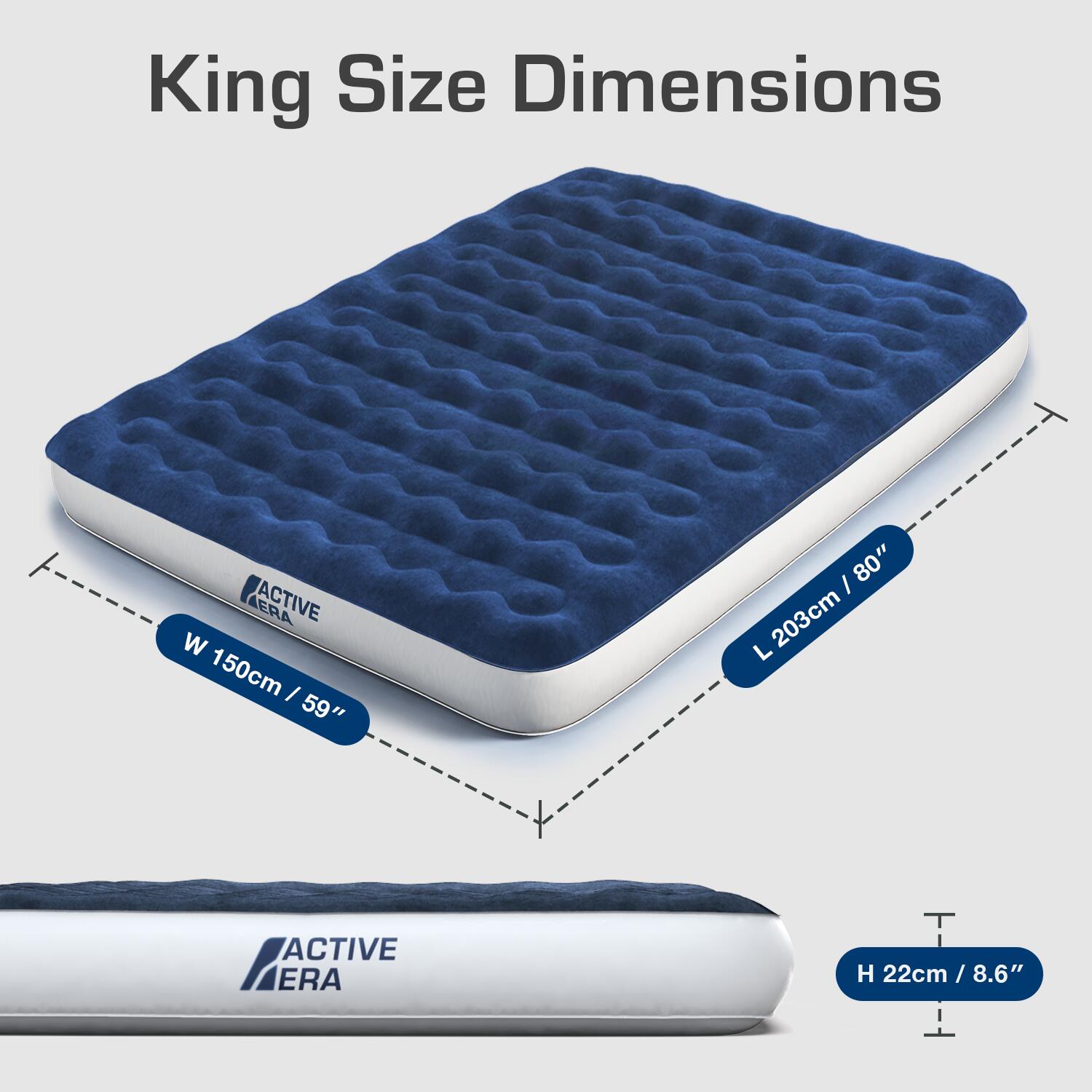 King Camping Air Bed – Navy/White 4/7