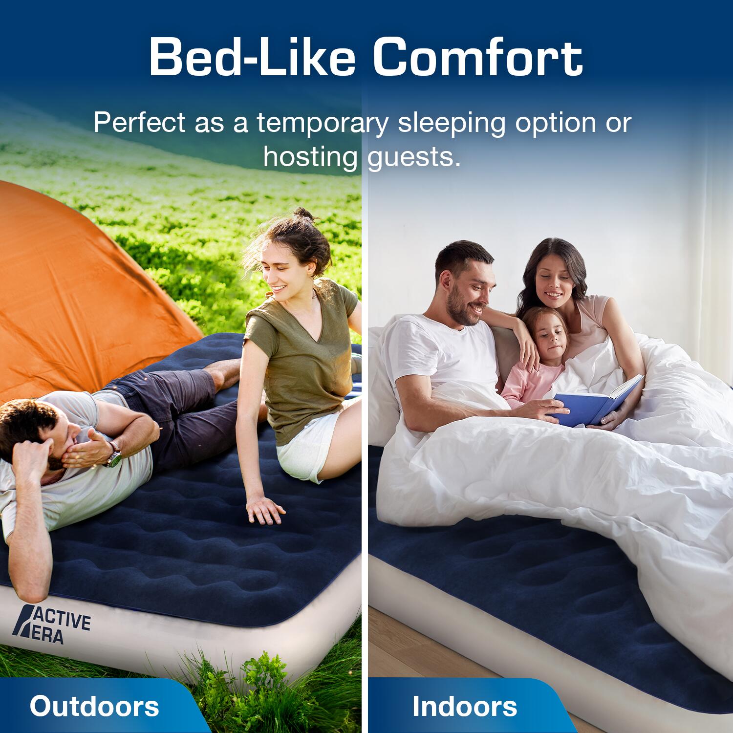 King Camping Air Bed Navy White ACTIVE ERA Decathlon