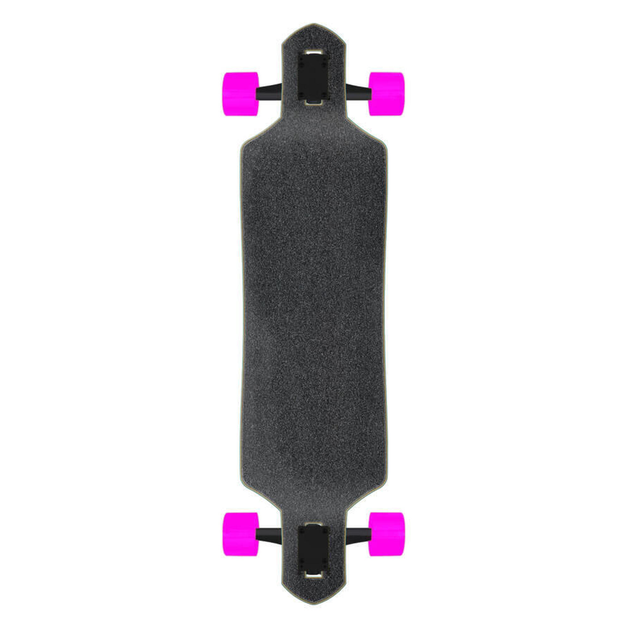 Prismatic dot drop-through longboard 36 inch grijs met rose