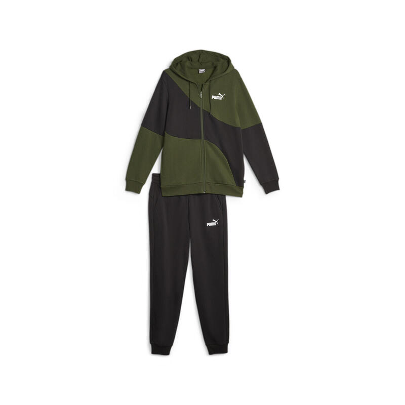 Trening barbati Puma Power Cat Sweat Suit Myrtle, Verde