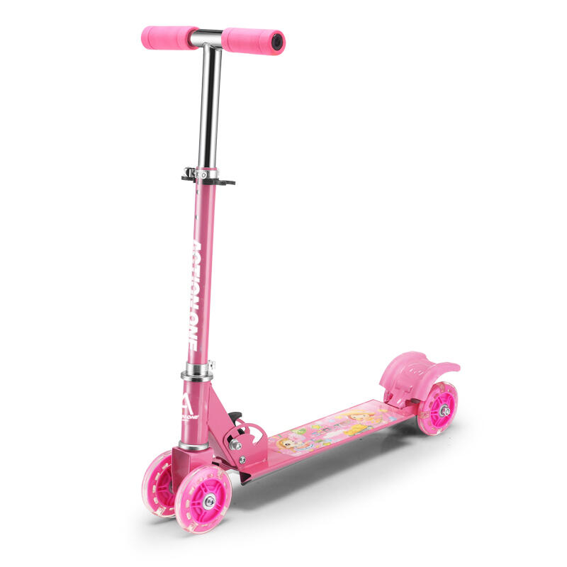 Smiley összecsukható roller 4 fényes kerékkel, rózsaszín