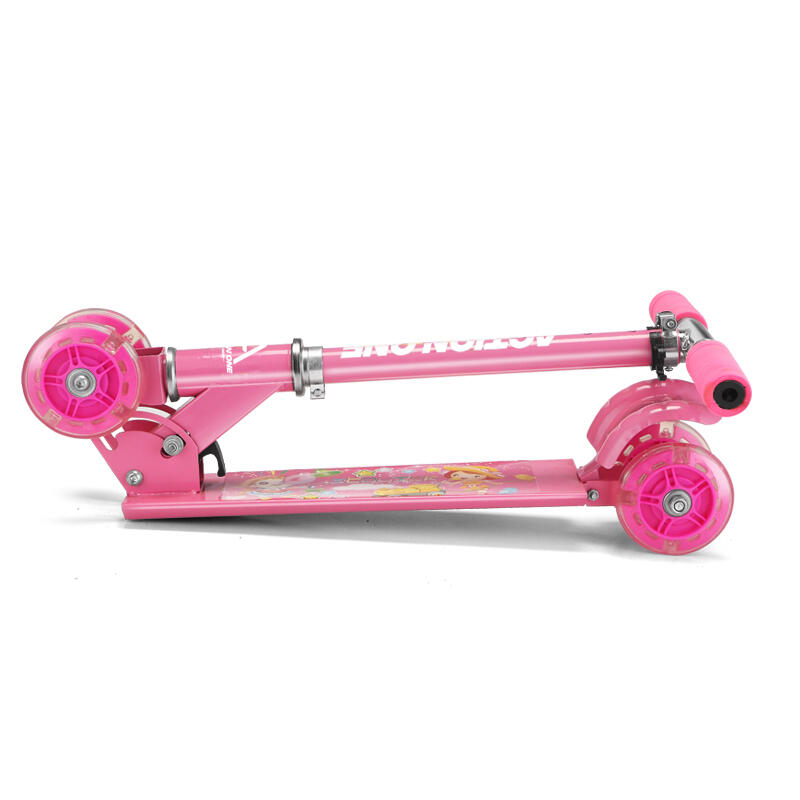 Smiley összecsukható roller 4 fényes kerékkel, rózsaszín