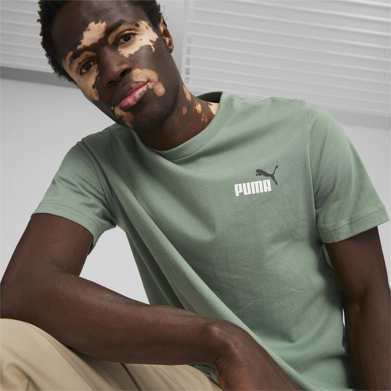Essentials+ zweifarbiges T-Shirt mit kleinem Logo Herren PUMA Eucalyptus  Green PUMA - DECATHLON