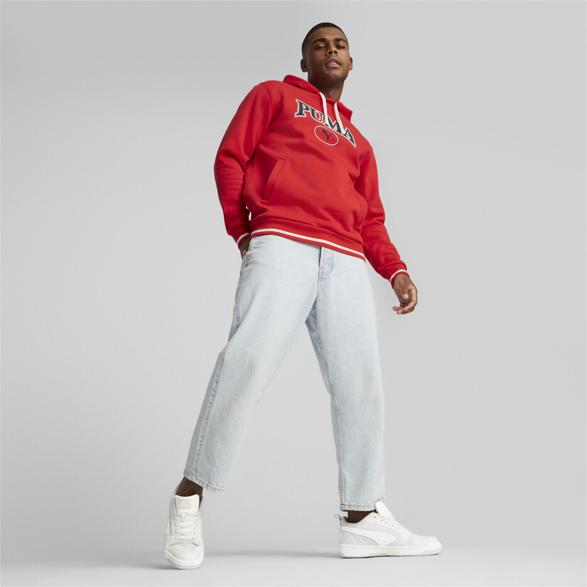 Felpa con cappuccio PUMA SQUAD da uomo PUMA For All Time Red 3/6