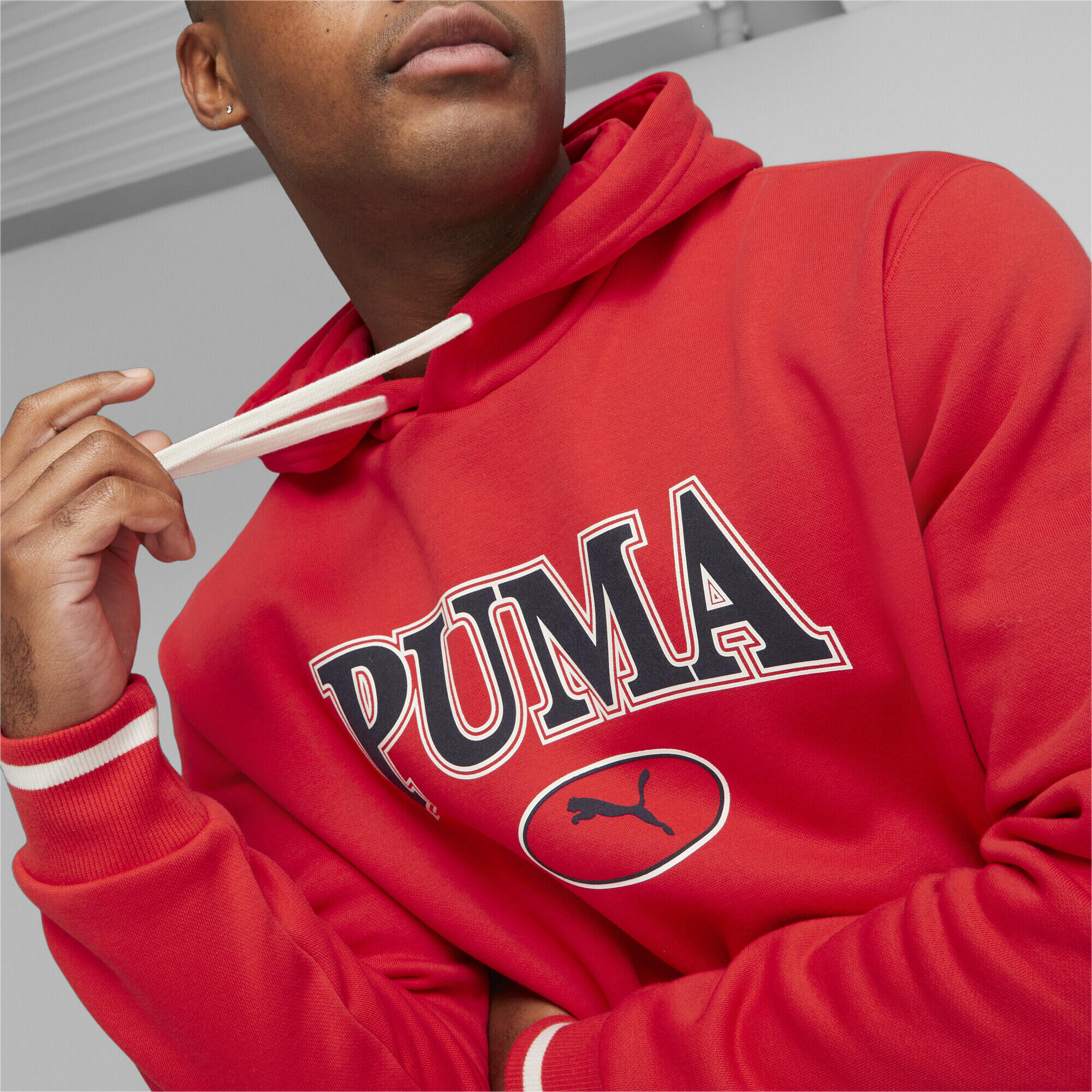 Felpa con cappuccio PUMA SQUAD da uomo PUMA For All Time Red 4/6