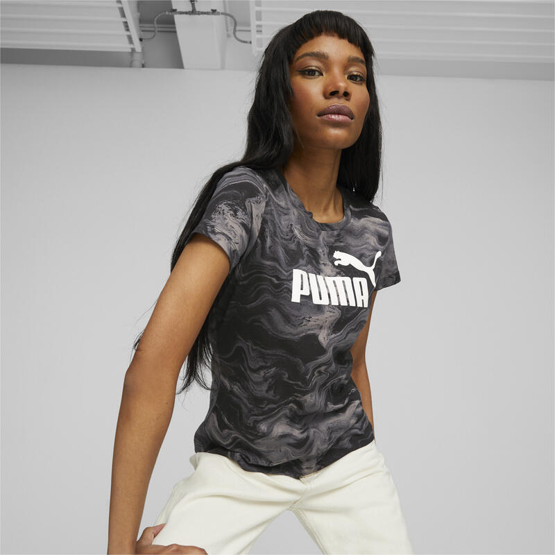 T-shirt preta PUMA ESS+ Marbleized para mulher