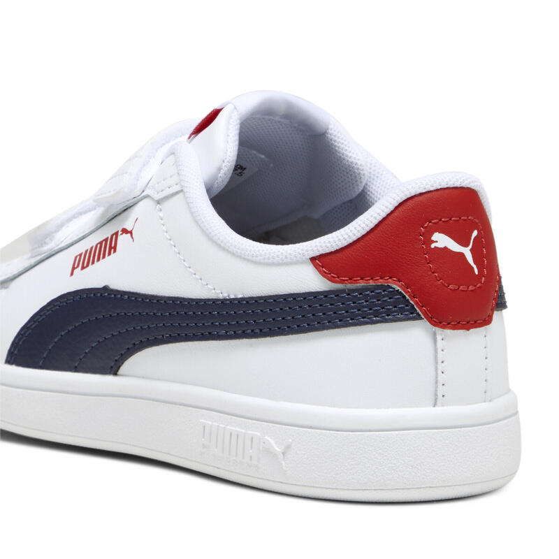 Smash 3.0 leren V sneakers voor kinderen PUMA White Navy For All Time Red Blue