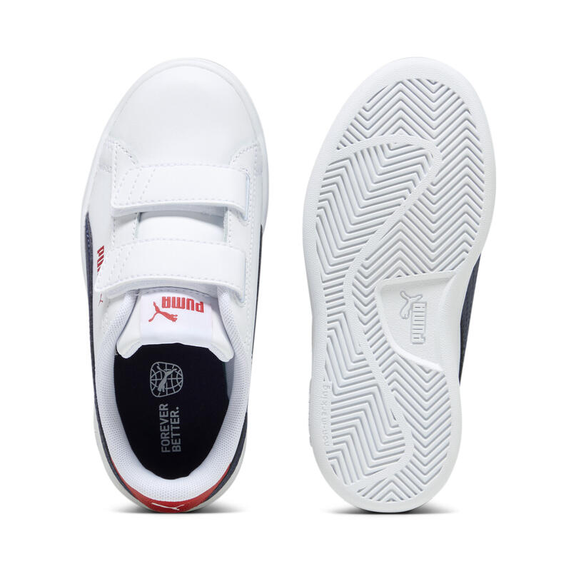 Smash 3.0 leren V sneakers voor kinderen PUMA White Navy For All Time Red Blue