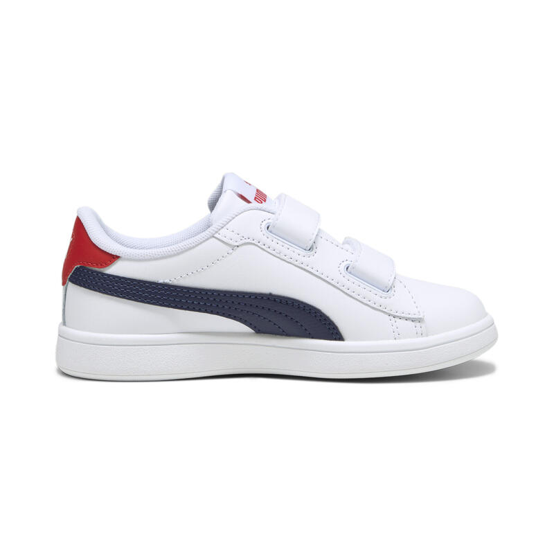 Smash 3.0 leren V sneakers voor kinderen PUMA White Navy For All Time Red Blue