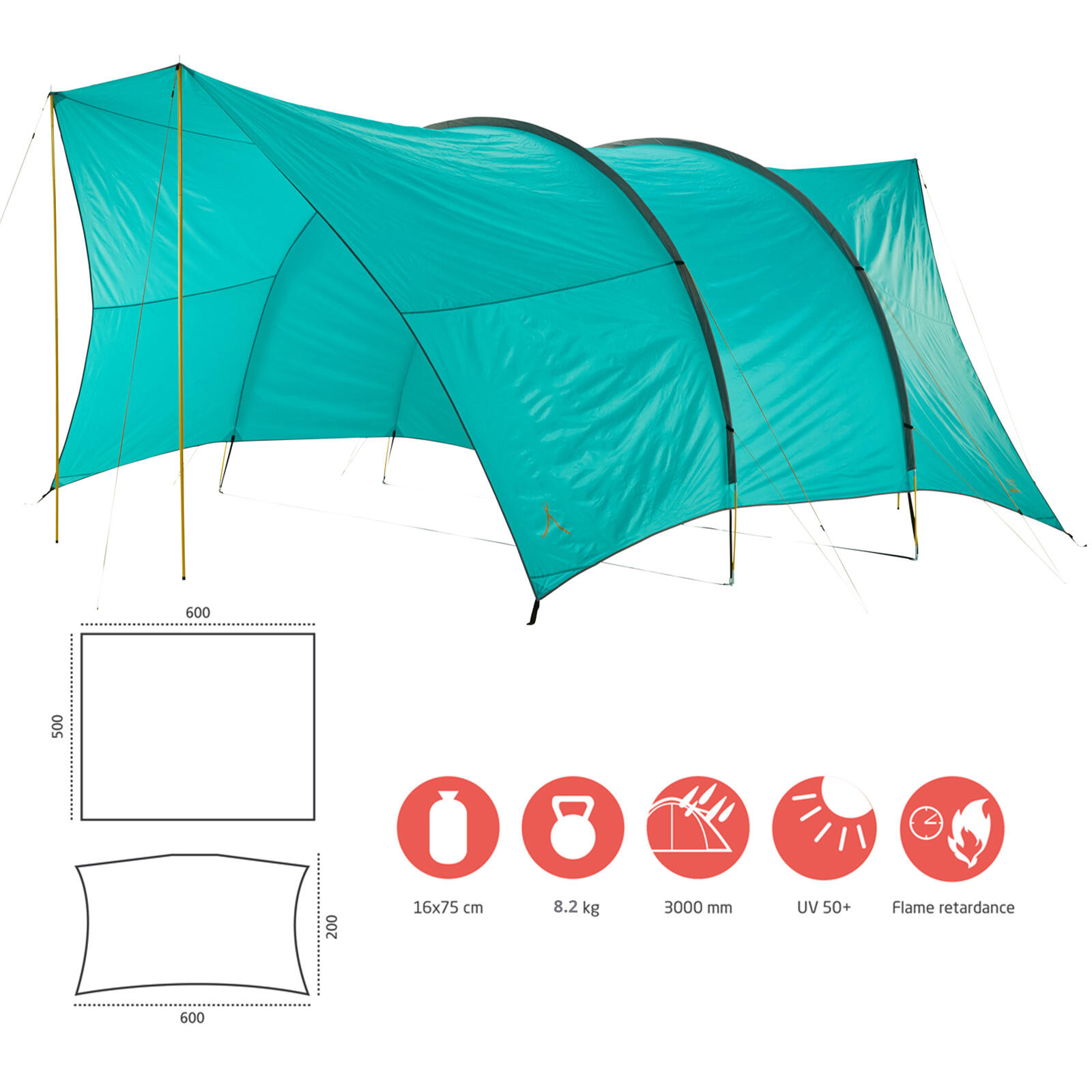 Paviljoen Tarp Tahuta Shelter 5 Voortent Kampeerluifel 6x5 m 2/7