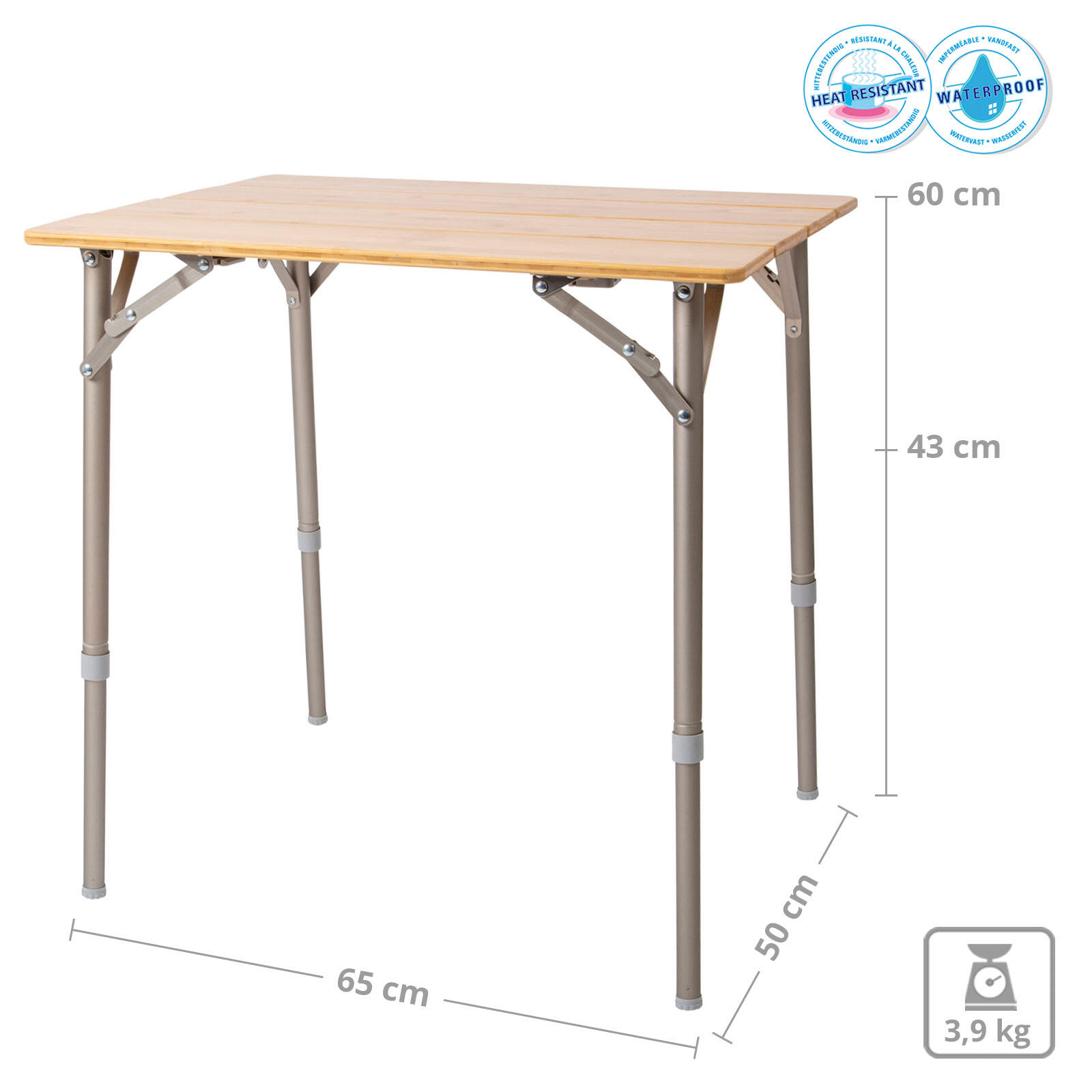 Bamboe tafel met gaas, roltafel, donker aluminium frame, donker aluminium frame | Folding Camping Tables, Foldable Camping Tables | Camping Table, Camping Furniture | Camping Shop | Reimo.nl