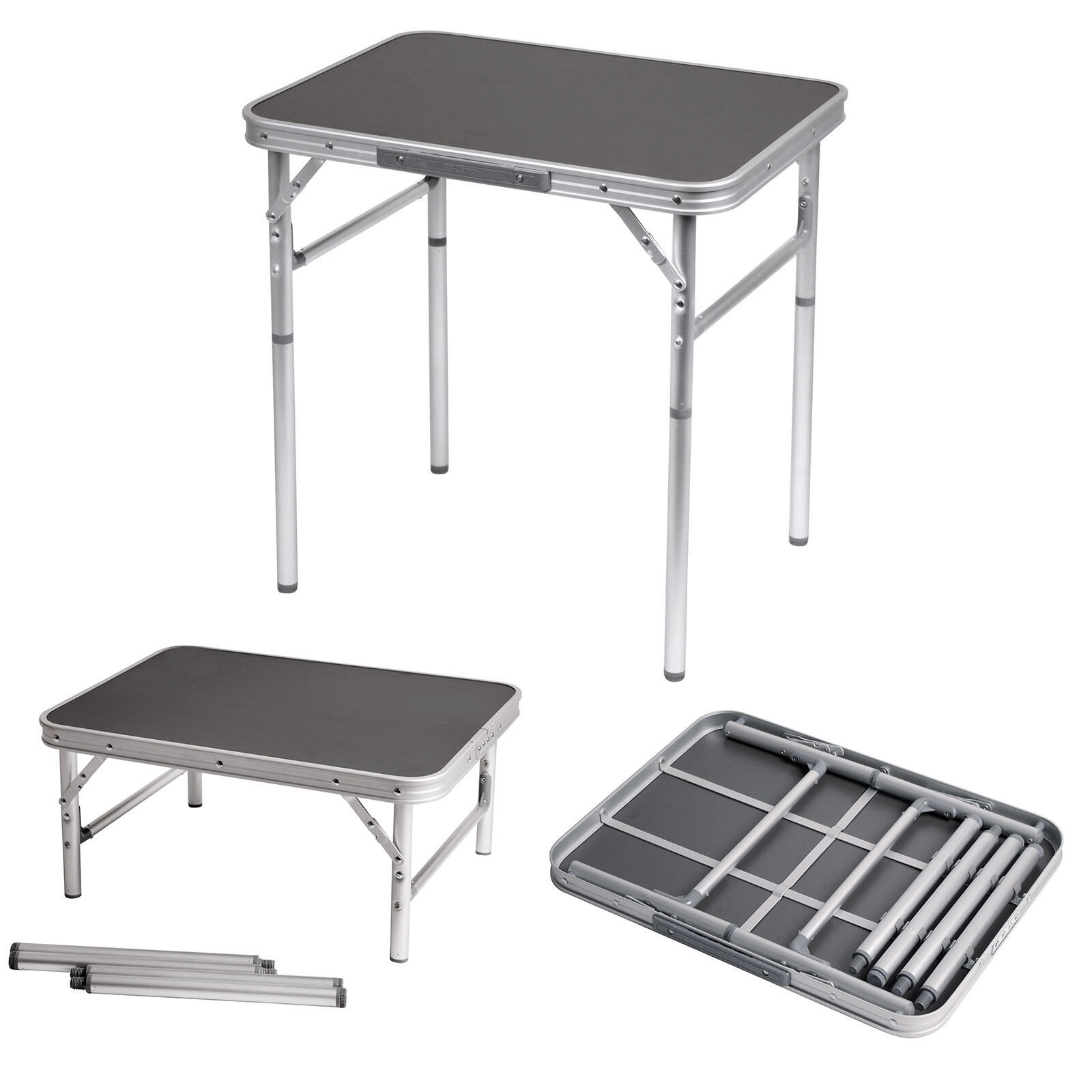 Bo-camp - Mini Table De Camping Pliante Valise 2 Hauteurs Réglable Alu - Table De Camping - Gris - Taille Unique - Decathlon