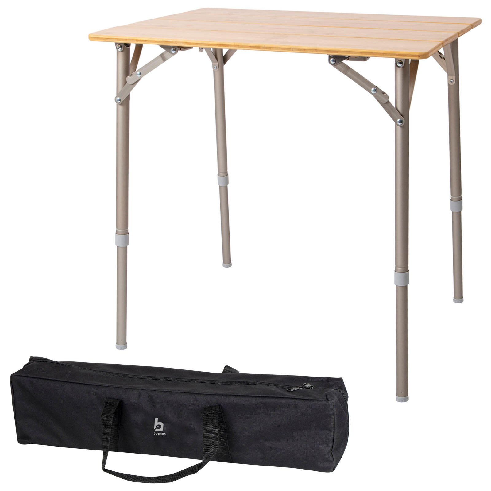 BO-CAMP Campingtafel Camping klaptafel Verstelbaar Aluminium Bamboe Opvouwbaar