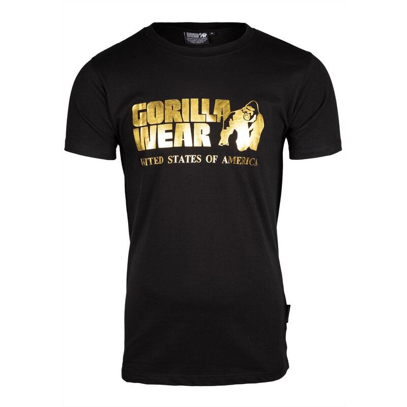 Camiseta Musculación Manga Corta Algodón Hombre GORILLA WEAR Classic Negro