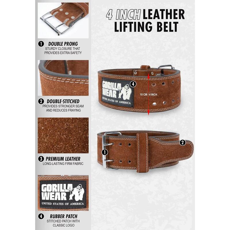 Gorilla Wear 4 Inch Leather Lifting Belt Black