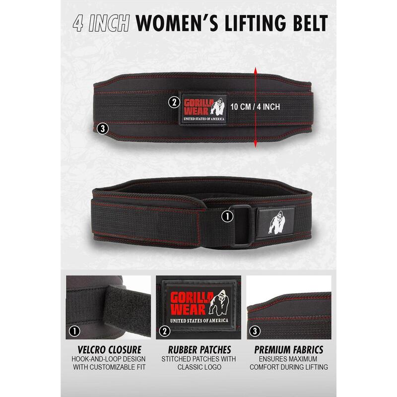 Gorilla Wear 4 Inch Women Lifting Belt  Black