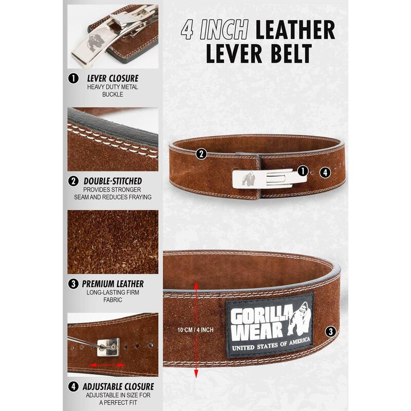 Gorilla Wear 4 Inch Leather Lever Belt Black