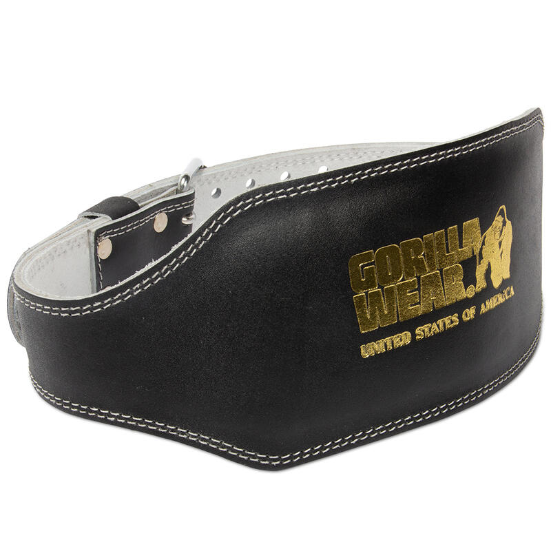 Gorilla Wear 6 Inch Padded Leather Lifting Belt Black/Gold