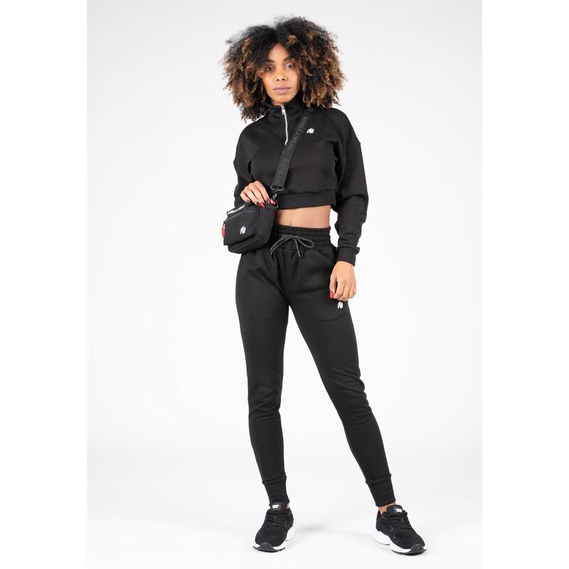 Ocala Cropped Half-Zip Sweatshirt - Black