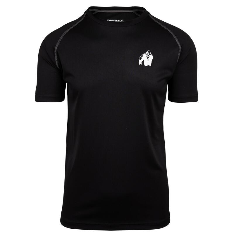 Camiseta Musculación Manga Corta Hombre GORILLA WEAR Performance Negro