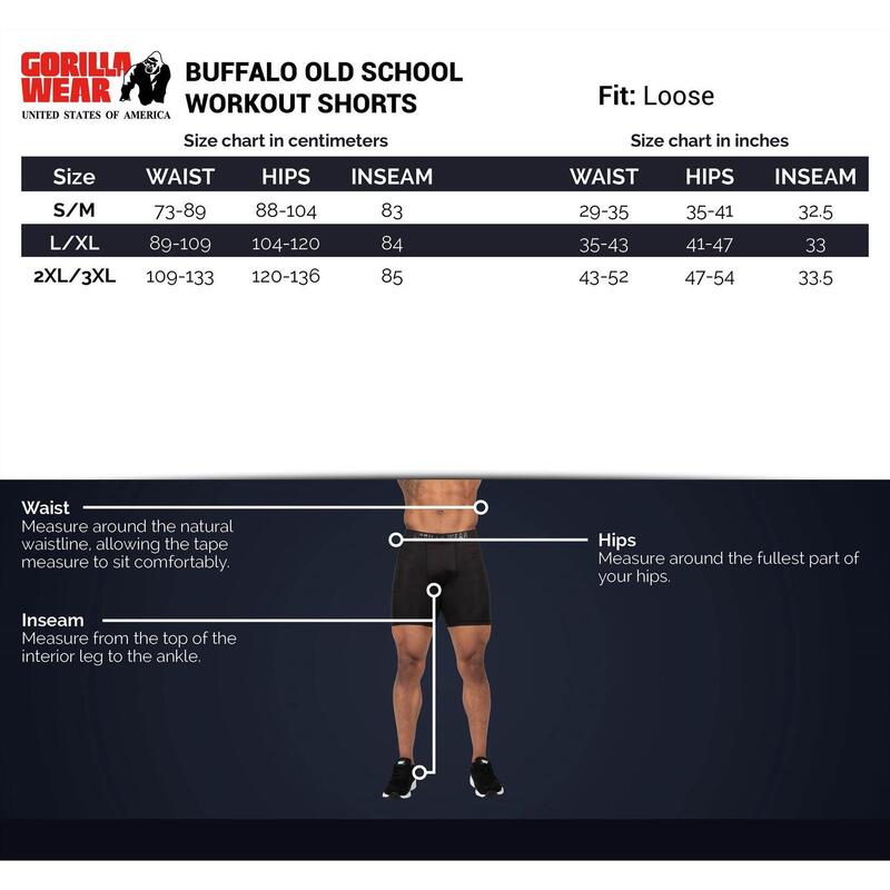 Buffalo Old School Workout Shorts - Black/Red