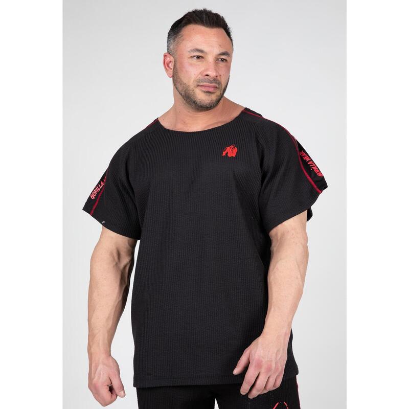 Camiseta Musculación Manga Corta Hombre GORILLA WEAR Performance Negro Rojo