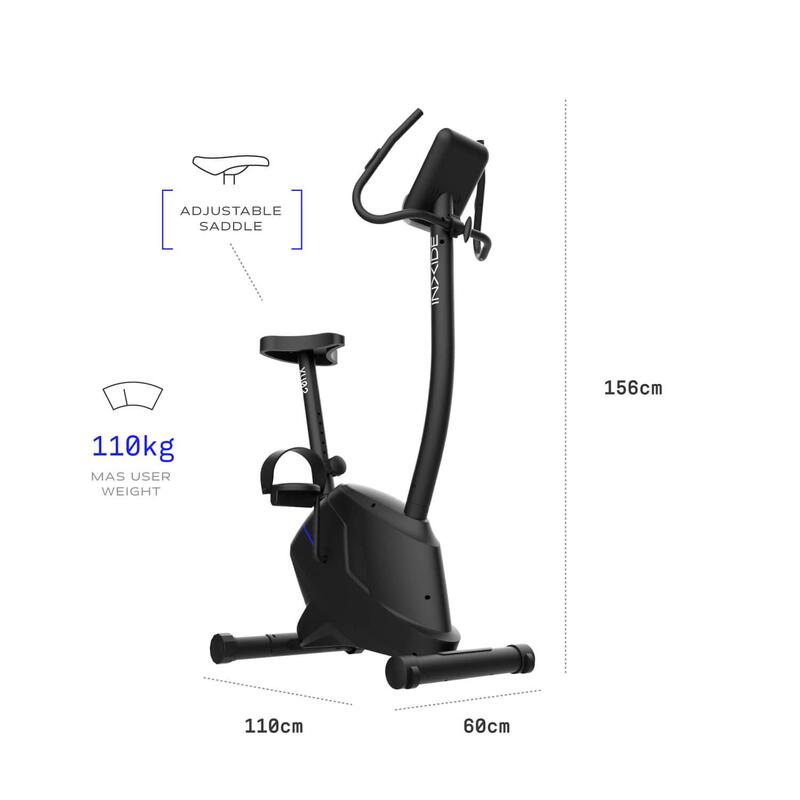 Bicicleta estática XU02 Bodytone com regulação eletrônica de inércia de 9kg.