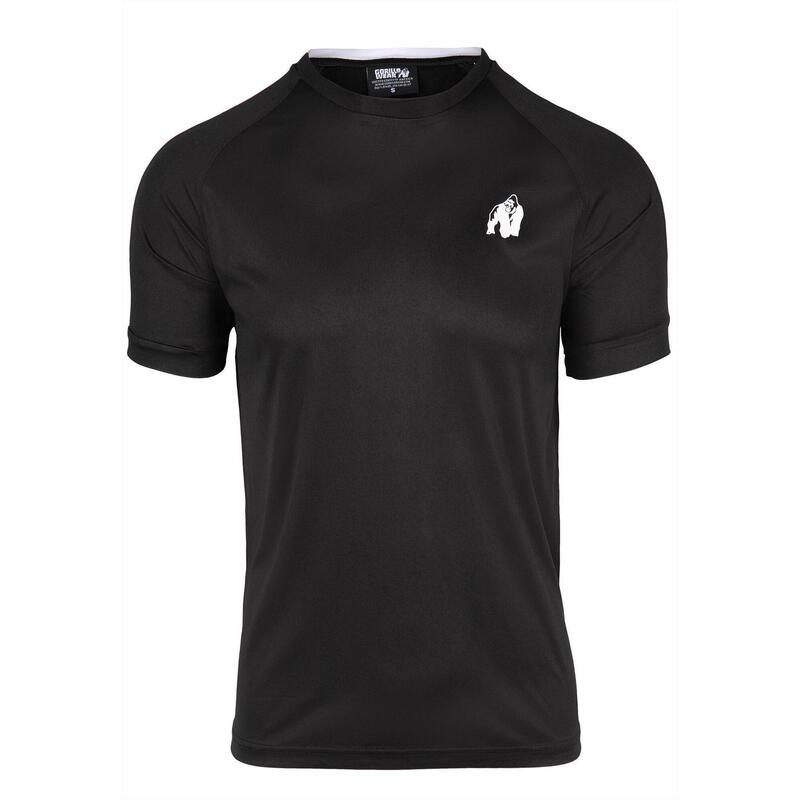 Camiseta Musculación Manga Corta Poliéster Hombre GORILLA WEAR Valdosta Negro