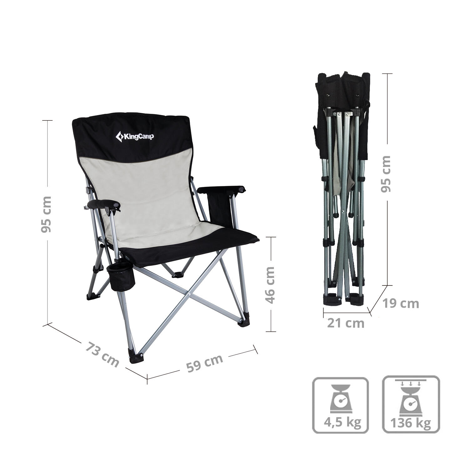 Chaise de camping pliante XL Outdoor Accoudoirs Acier 136 kg 2/6