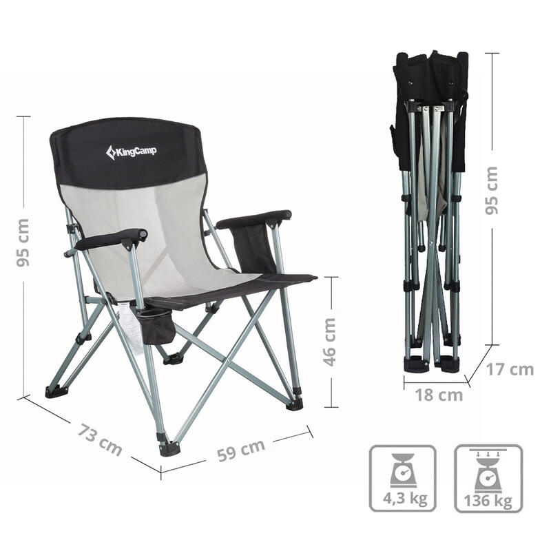 Campingstuhl Camping Klappstuhl Faltstuhl XL Outdoor Armlehne Stahl 136 kg