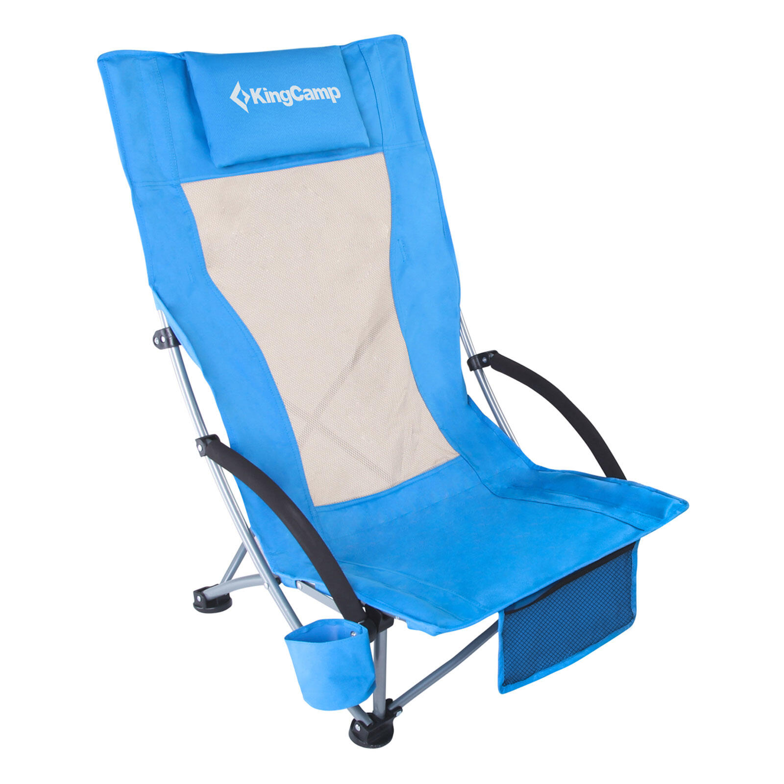 Kingcamp - Chaise De Camping Plage Allongée Haute Pliant Bas 136 Kg - Chaise - Bleu - Taille Unique - Decathlon