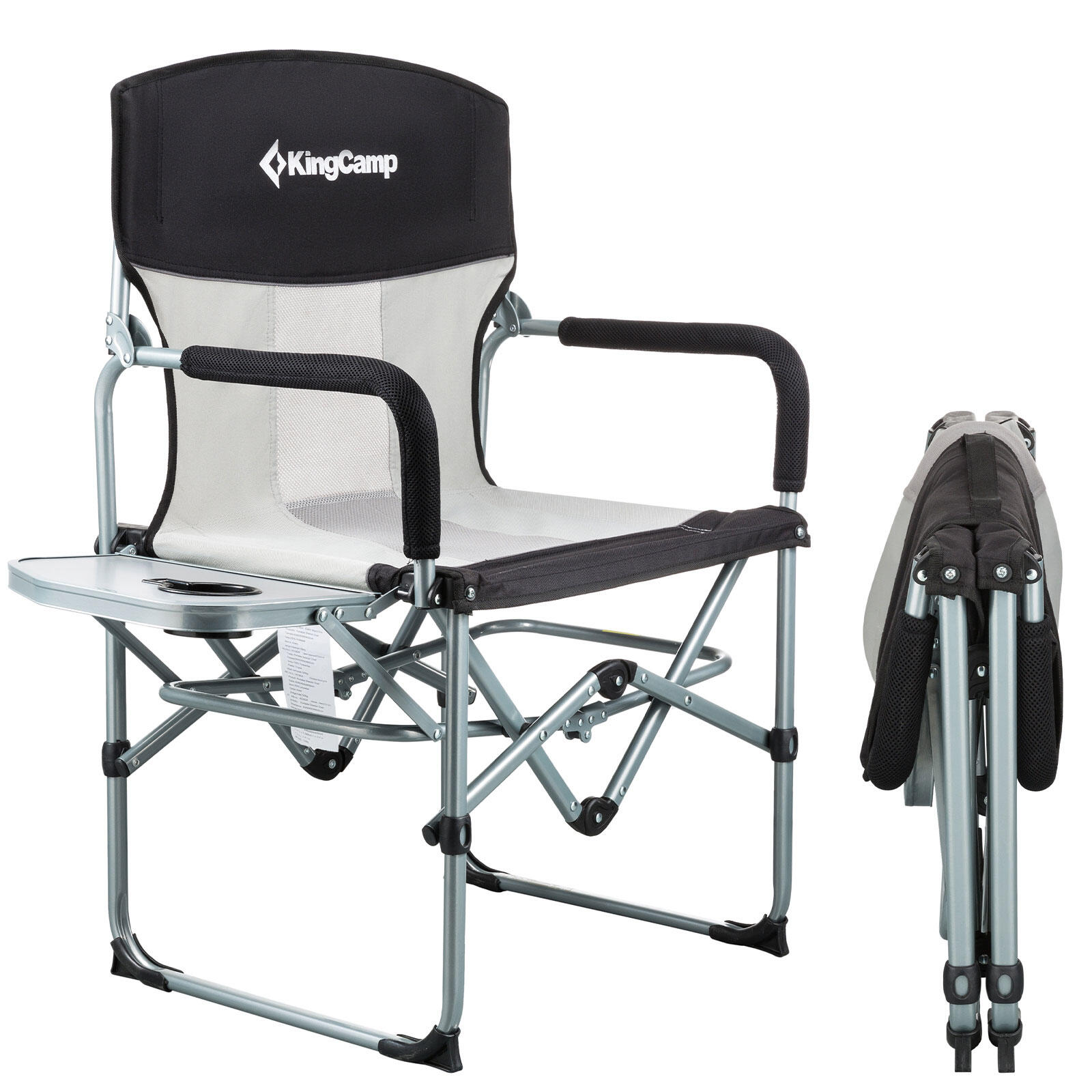Kingcamp - Chaise De Camping Pliante Director Klapp Garten Outdoor Armle 136 Kg - Chaise - Gris|noir - Taille Unique - Decathlon