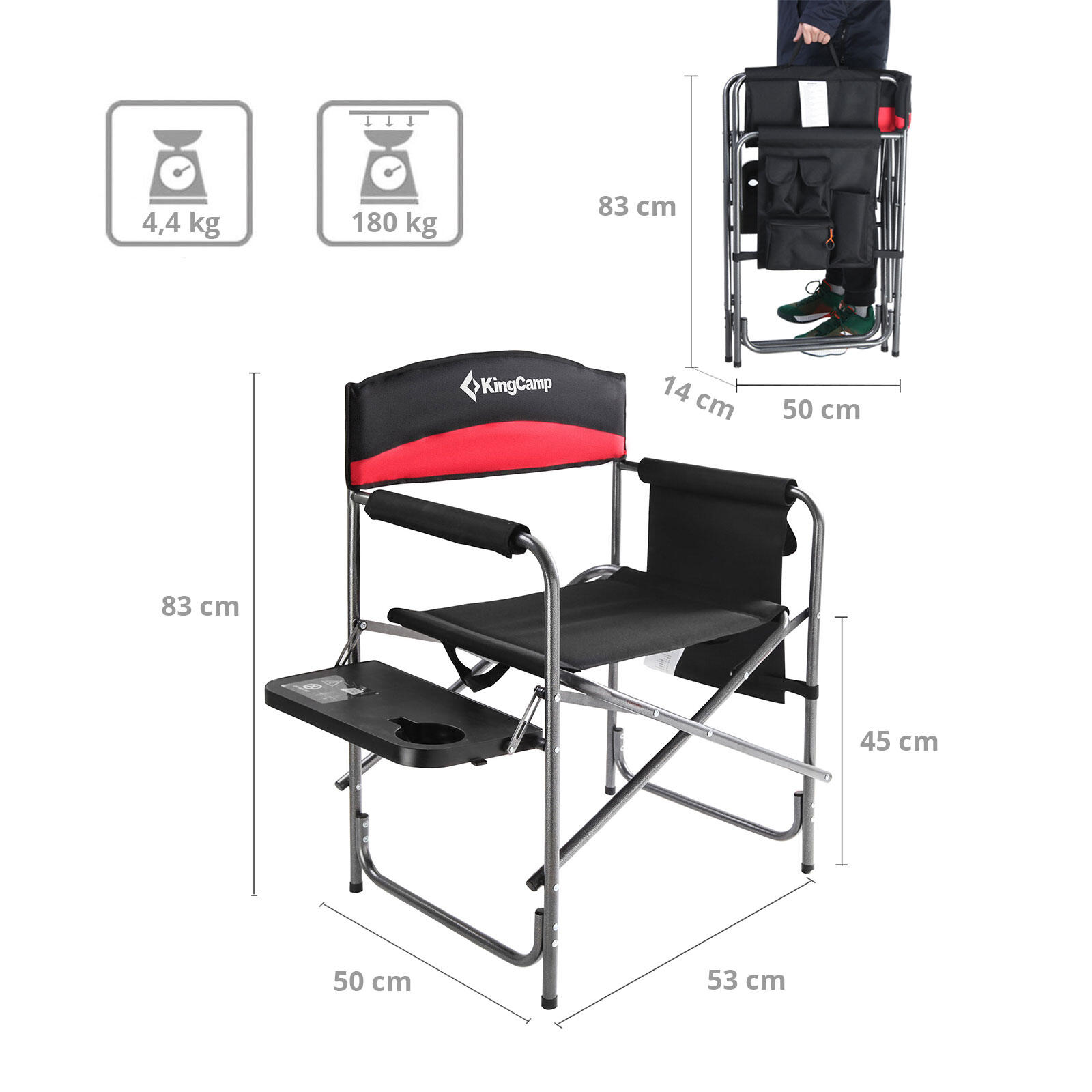 Silla de camping Director plegable Reposabrazos 180 kg 2/6