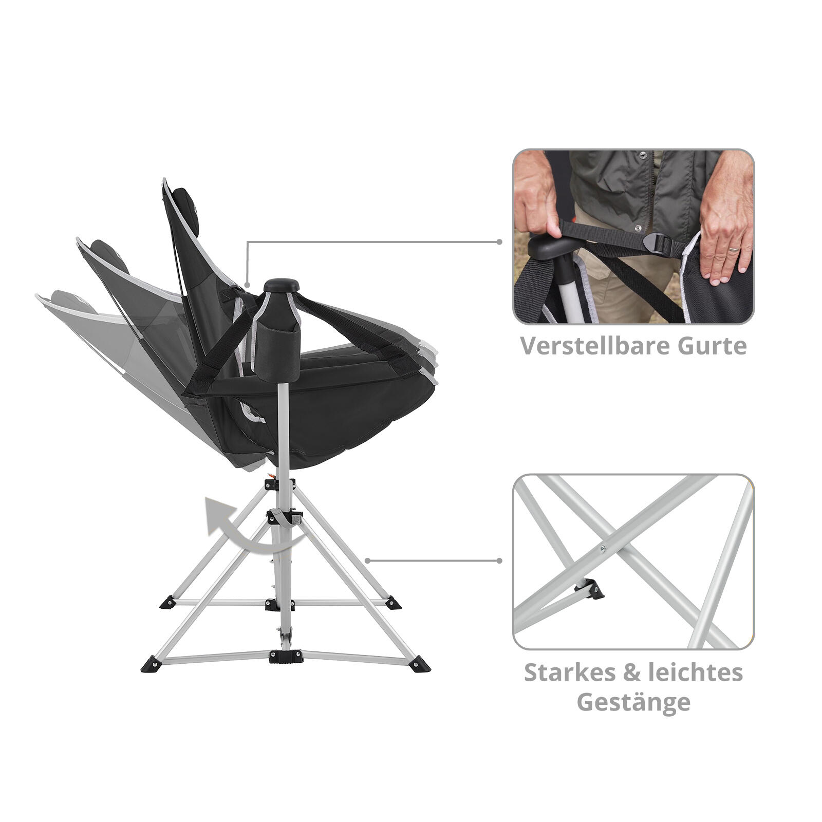 Chaise de camping Orchid Balançoire pliante Réglable 120kg 6/7